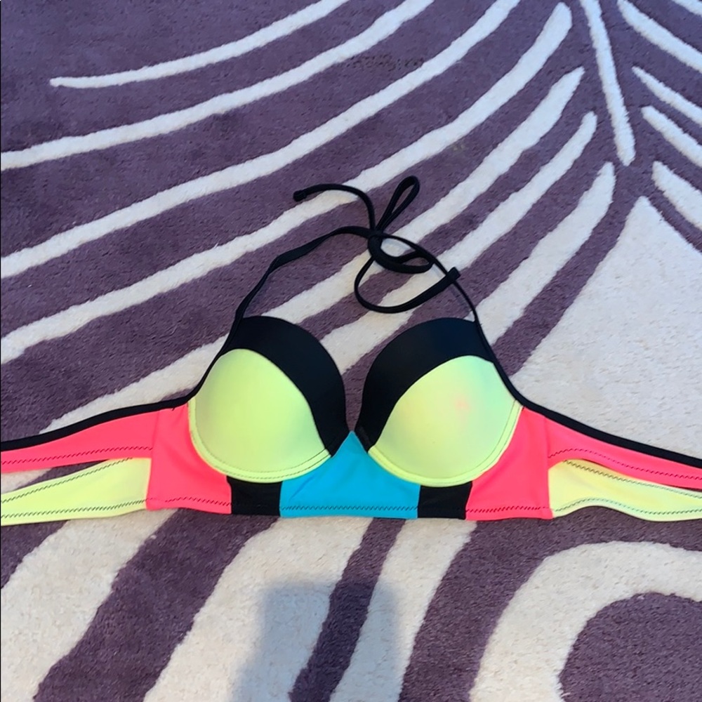 Multi Colored Neon Bikini Top